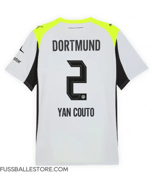 Günstige Borussia Dortmund Yan Couto #2 Auswärtstrikot 2025-26 Kurzarm Günstige Borussia Dortmund Yan Couto #2 Auswärtstrikot 2025-26 Kurzarm